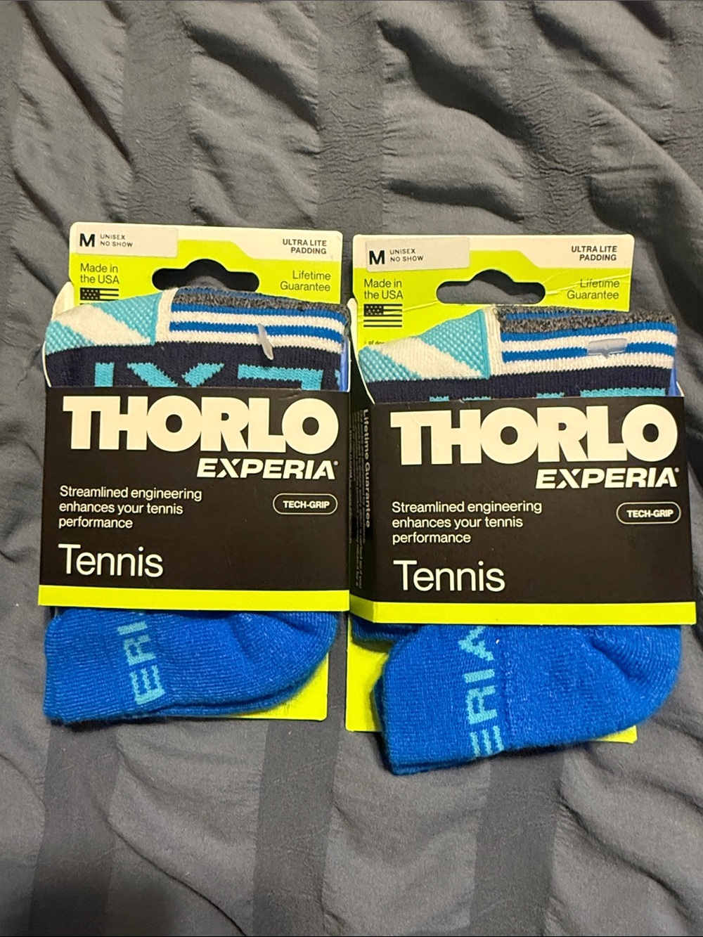 THORLO Experia techfit NEW 2 Pairs Unisex Tennis Socks Made in USA no show